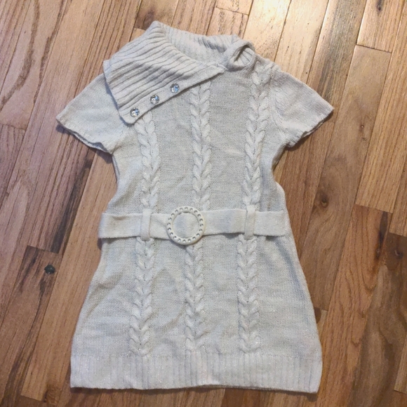 Girls Sparkling Ivory Sweater Dress - Picture 1 of 1